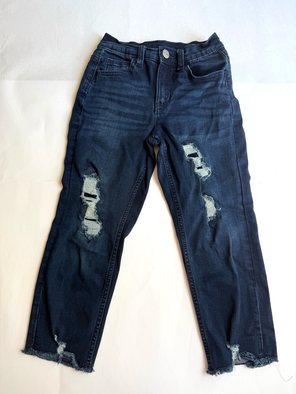 Justice Girls Distressed Dark Blue Ripped Jeans